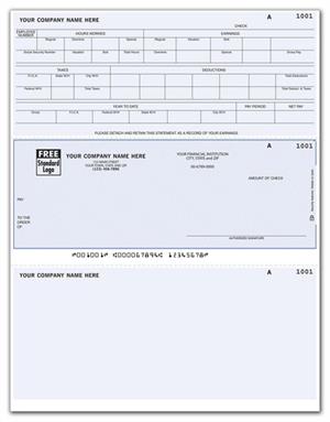 DLM340 Laser Middle Payroll Check 8 1/2 x 11