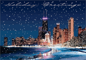 F3930 Chicago Lake Front Holiday Cards 7 7/8 x 5 5/8