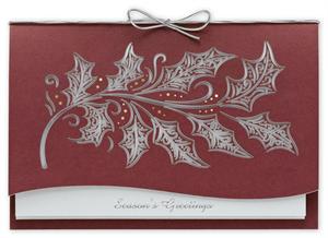 H13603 Etched Holly Holiday Card