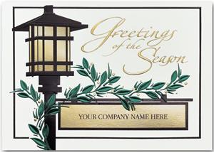 H13606 Golden Lamp Holiday Cards 7 7/8 x 5 5/8