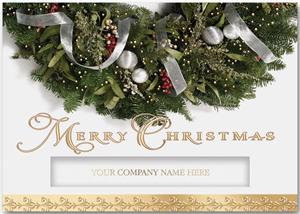 H13623 - N3623 Glittering Wreath Christmas Holiday Cards 7 7/8 x 5 5/8