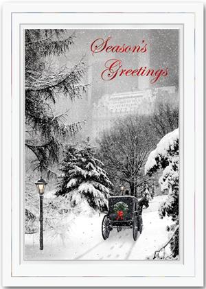 H13638 Yuletide Carriage Holiday Cards 5 5/8 x 7 7/8