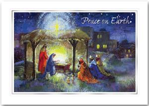 H13660 Away In A Manger Holiday Cards 7 7/8 x 5 5/8