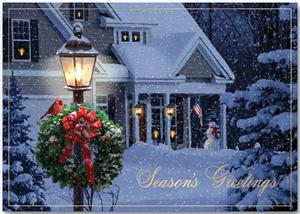 H13675 - N3675 Evening Home Patriotic Holiday Cards 7 7/8 x 5 5/8