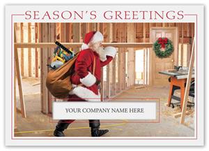 H15634 Santa's Workshop Contractor & Builder Holiday Cards 7 7/8 x 5 5/8