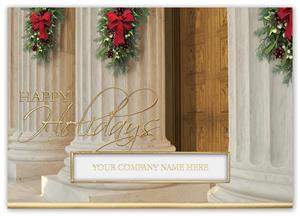 H15635 Holiday Pillar Attorney Legal Holiday Cards 7 7/8 x 5 5/8