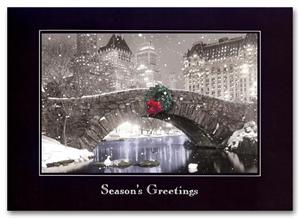 H55928 Cityscape Business Holiday Cards 7 7/8 x 5 5/8
