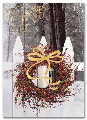 H55942 Wintry Business Holiday Cards 5 5/8 x 7 7/8