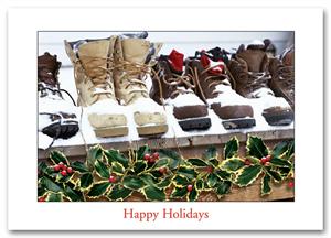 H57006 - N7006 Snow Boots Holiday Cards 7 7/8 x 5 5/8