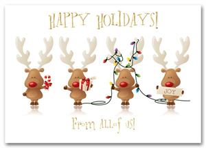 HH1634 - N1634 Cheery Reindeer Holiday Card  7 7/8