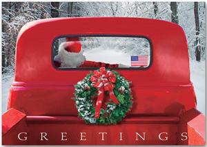 HP13303 - N1330 4 Wheeled Sleigh Patriotic Christmas Cards 7 7/8 x 5 5/8