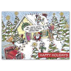 HP16330 - N6330 Electric Wishes Contractor & Builder Holiday Cards 7 7/8 x 5 5/8