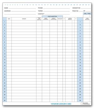 L483 Accounts Payable Vendor Ledger 9 1/2 X 11