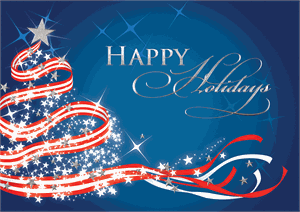 M0238 Patriotic Tree Christmas Holiday Cards 7 7/8 x 5 5/8