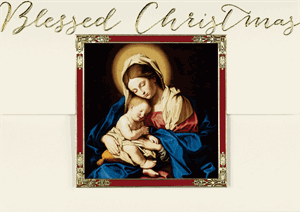 M0973 Madonna and Child at Rest Religious Christmas Holiday Cards 7 7/8 x 5 5/8