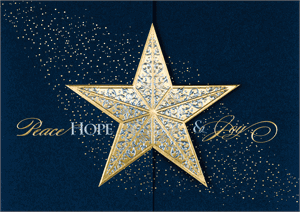 M0977 Gatefold Star Holiday Cards 7 7/8 x 5 5/8