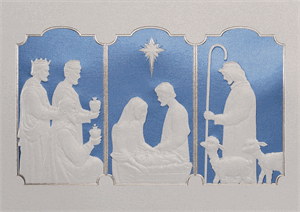 M1256 Religious Triptych Christmas Holiday Cards 7 7/8 x 5 5/8