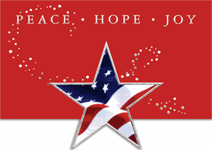 M1319 Patriotic Star Diecut Holiday Cards 7 7/8 x 5 5/8