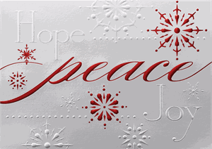 M1376 Glistening Peace Holiday Cards 7 7/8 x 5 5/8