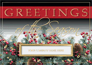 H17624 - N7624 Script & Pines Holiday Cards 7 7/8 x 5 5/8