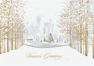 H17654 - N7654 Cityscape Luster Holiday Cards 7 7/8 x 5 5/8