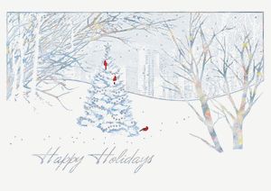 H17698 - N7698 Enchanting Snowfall Holiday Cards 7 7/8 x 5 5/8