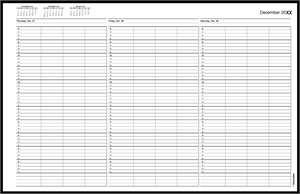 TIME67 TimeScan 4 Column Wirebound Book 15 Minute Spacing 8am-7pm With Extra Hour 17 x 11