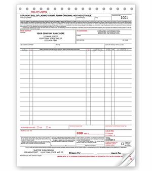 R8600 Large Format Carbonless Bills of Lading 8 1/2 x 11 3/4