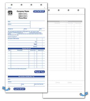 RET0147 Layaway Form 4 1/4 x 8 1/2