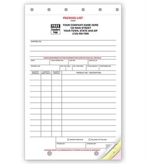 RF8605 Packing Lists 5 2/3 x 8 1/2