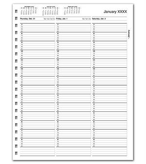 TIME10 TimeScan 1 Column Looseleaf Pages 15 Minute Intervals 7am-9pm With Extra Hour 8 1/2 x 11