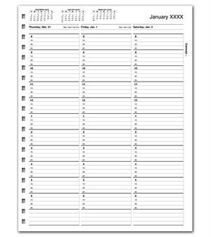 TIME16 TimeScan 1 Column Looseleaf Pages 15 Minute Intervals 8am-7pm with extra hour 8 1/2 x 11