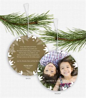 D2468 Holly & Berry Border Photo Ornament Holiday Card 5.5