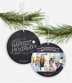 D2555 Chalkboard Greetings Photo Ornament Holiday Card 5.5