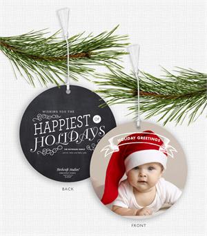 D2557 Holiday Greetings Chalkboard Photo Ornament Card 5.5