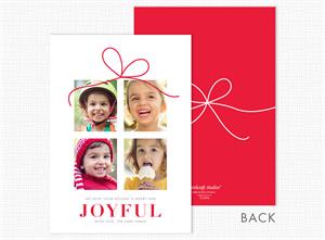 D2696 Joyful Gift Flat 4 Photo Christmas Card 5 5/8