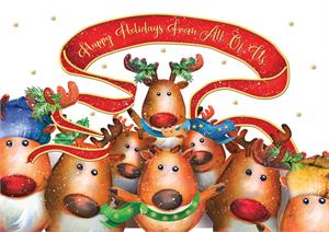 H08674 Reindeer Cheer Holiday Cards 7 7/8