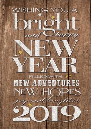 HP08317 Rustic New Year Holiday Cards 5 5/8