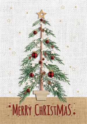 HV08810 Tartan Tree Petite Holiday Greeting Cards 5 x 7