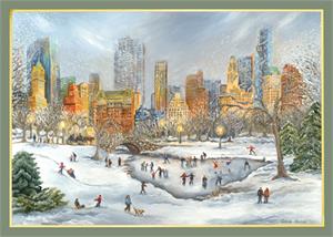 M1219 American Artist - Central Park Snow Holiday Cards 7 7/8 x 5 5/8