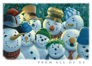 X5851 Snowmen Committee Christmas Greeting Card 7 7/8 x 5 5/8