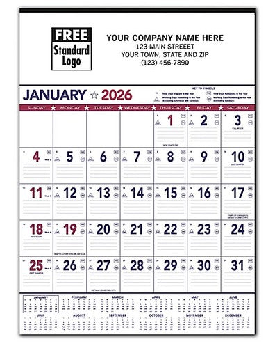 766343 2027 US Patriotic Contractor Memo Calendar 18" x 25"