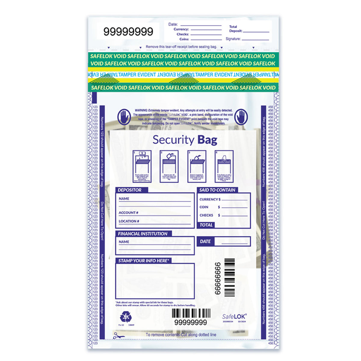 Tamper Evident Bank Deposit Bags