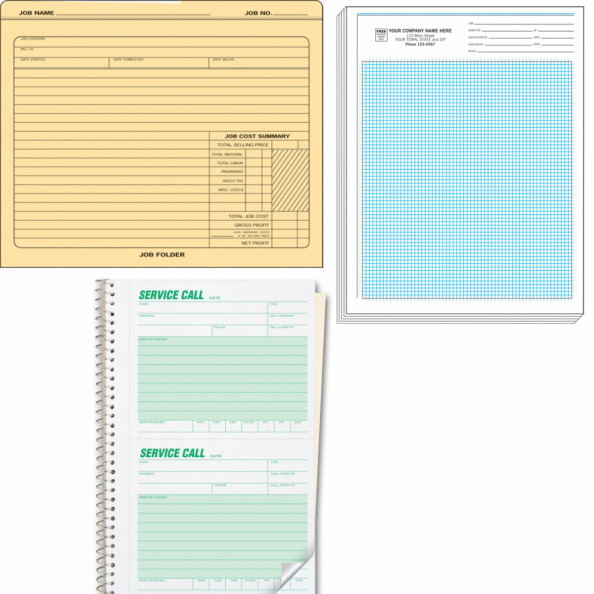 Job Folders, Phone & Service Books and Graph Paper