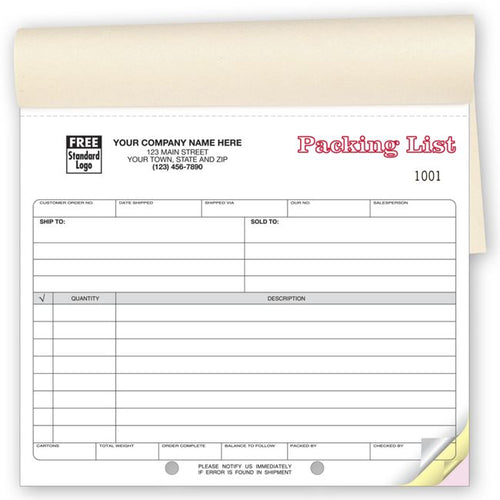 127B Packing Lists Booked 8 1/2 x 7"