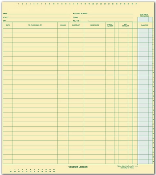 130031N Vendor Ledger 11 x 9 3/4"
