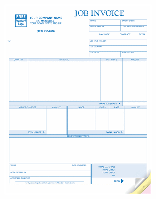 13123 Job Invoices Laser 8 1/2 x 11"