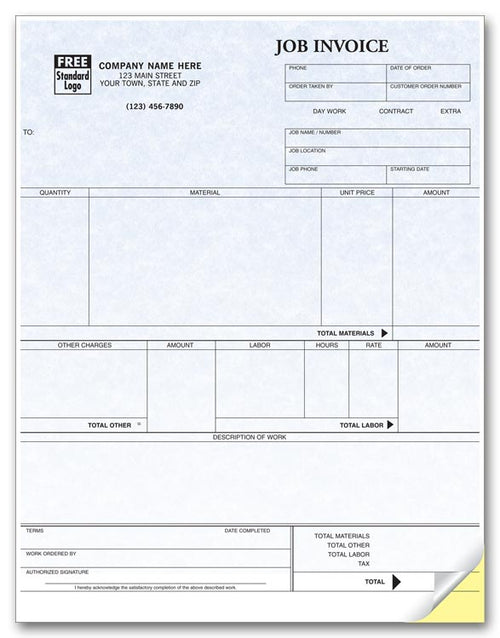 13123G Job Invoices Laser Parchment 8 1/2 x 11"