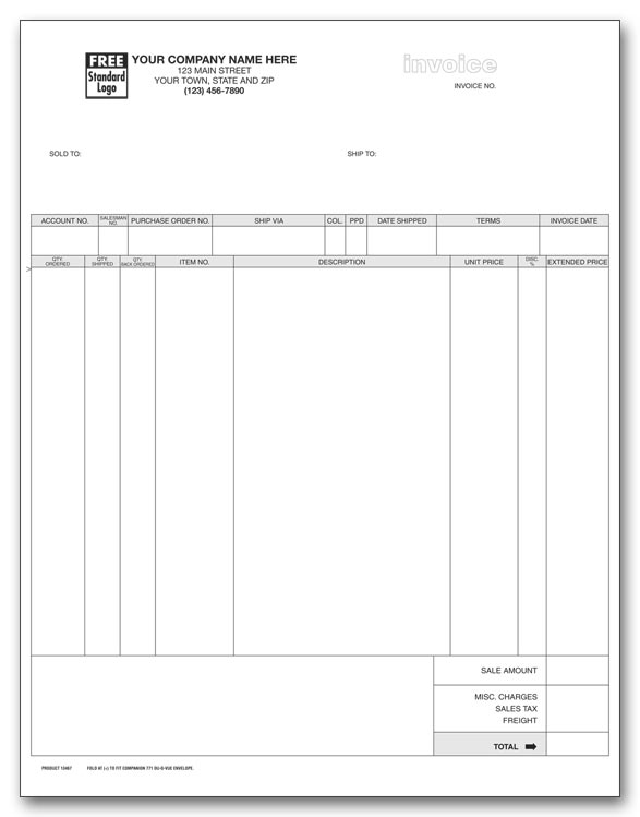 13467 Laser Invoice 8 1/2...