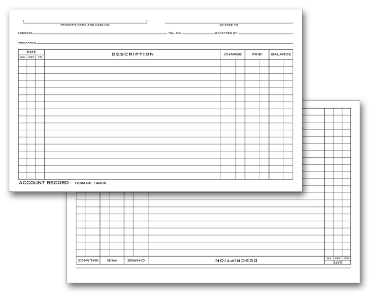 1460W Account Record Billing Card...
